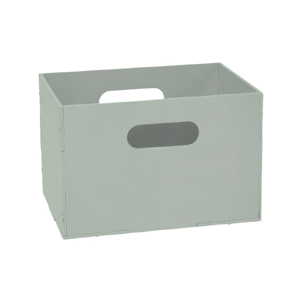 Caja organizadora abierta con asas integradas, color verde salvia