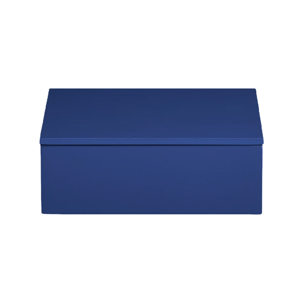 Caja de almacenamiento con tapa abatible, color azul