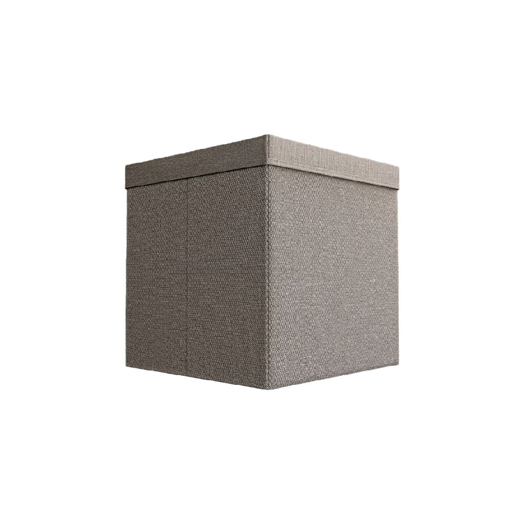 Caja organizadora de tela con tapa, formato cúbico, color gris