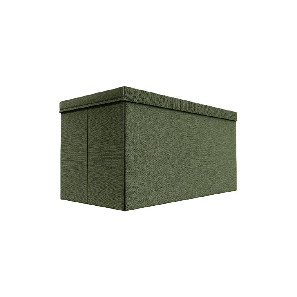 Caja organizadora rectangular de tela con tapa, color verde oliva