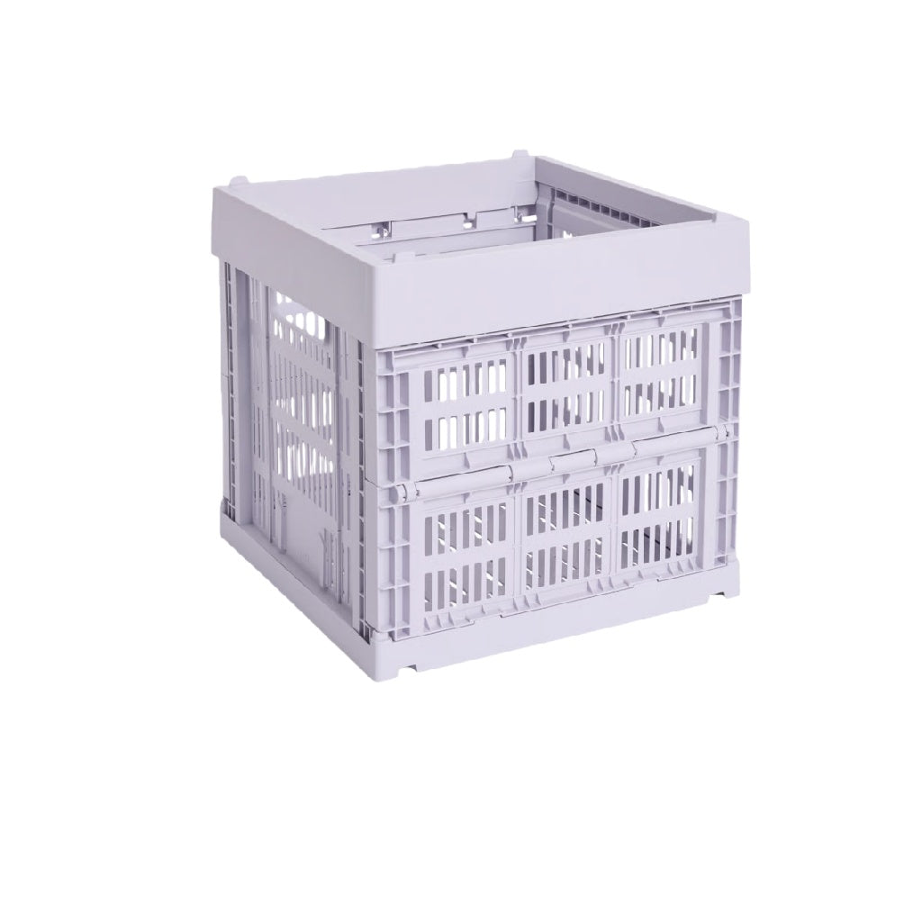 Caja plegable de plástico con estructura ventilada, color gris claro