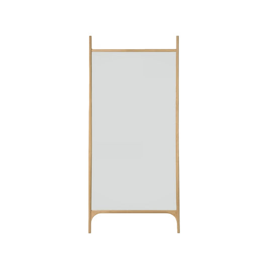 Espejo rectangular vertical de pared con marco de madera natural (63 × 18 in)