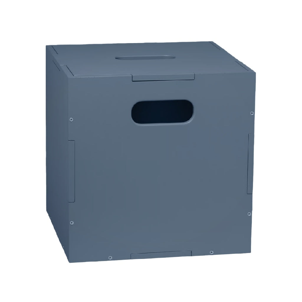 Caja de almacenamiento plegable con asas integradas, color azul grisáceo