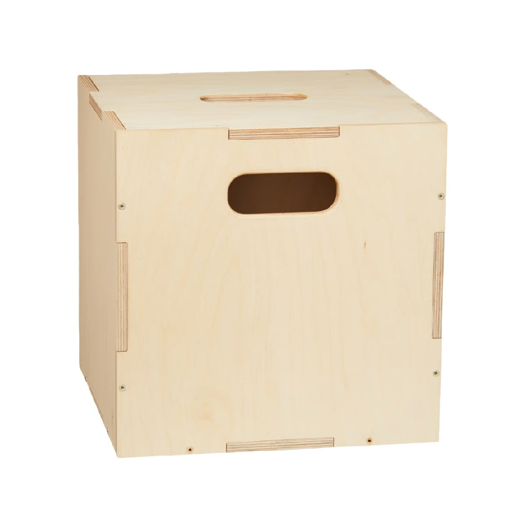 Caja de almacenamiento plegable de madera con asas integradas, color natural