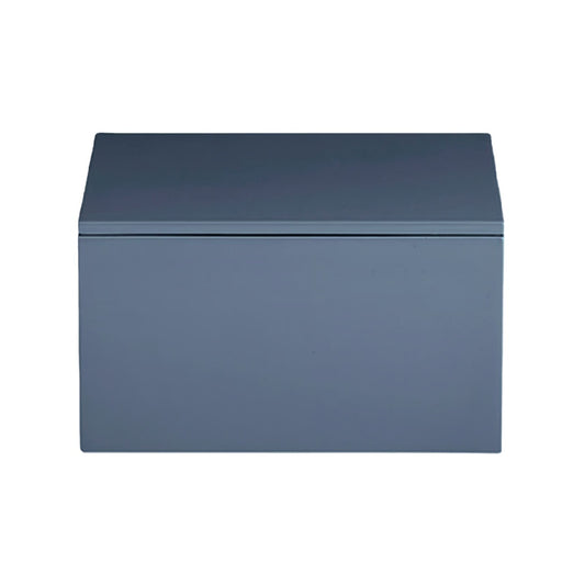 Caja de almacenamiento con tapa abatible, color azul grisáceo