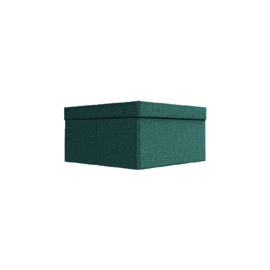 Caja organizadora de tela con tapa, color verde oscuro