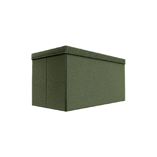Caja organizadora rectangular de tela con tapa, color verde oliva