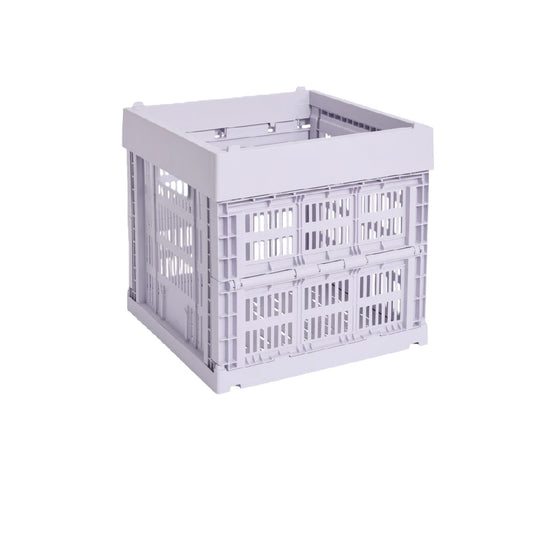Caja plegable de plástico con estructura ventilada, color gris claro