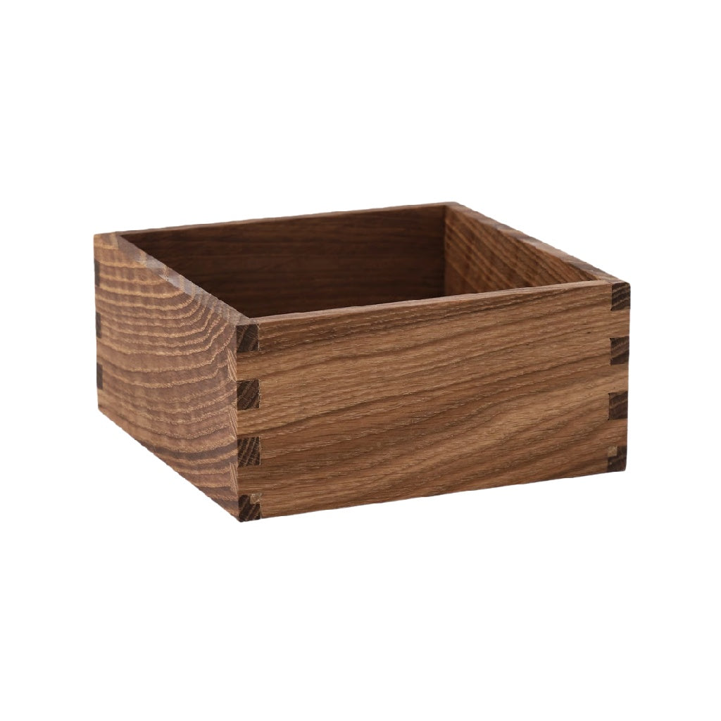 Caja organizadora de madera maciza, dise?o abierto, color nogal